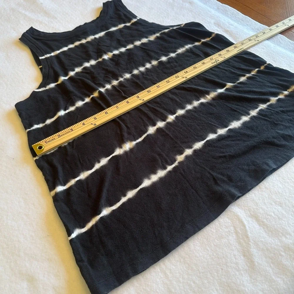 Time and Tru Tank Top Women L 12 14 Black White Stripe Tie Dye Sleeveless Y2K